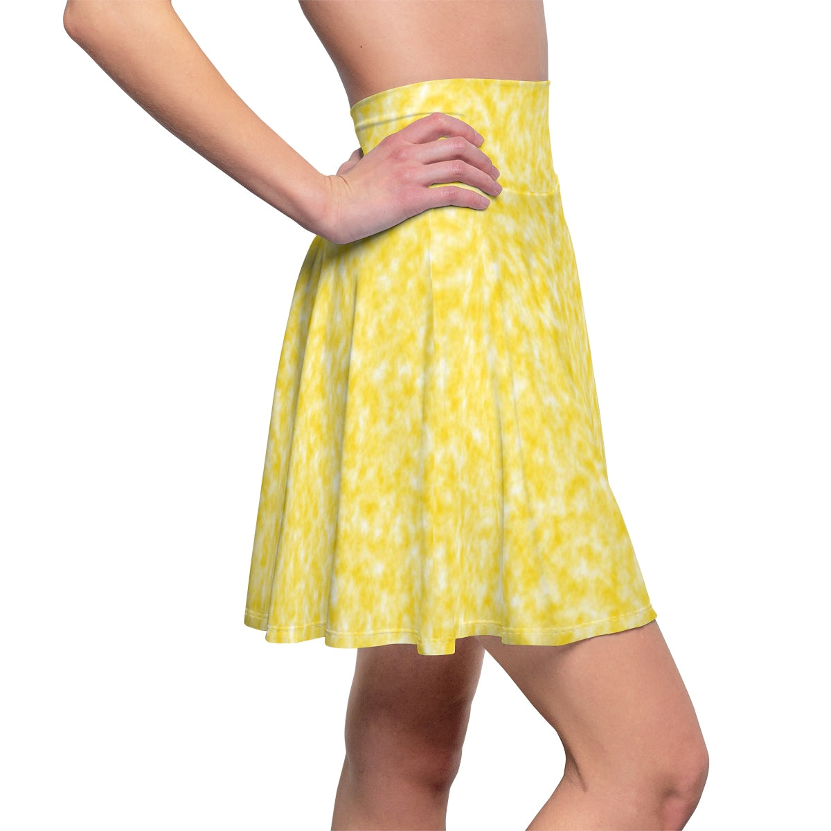 Gold and White Clouds Skater Skirt