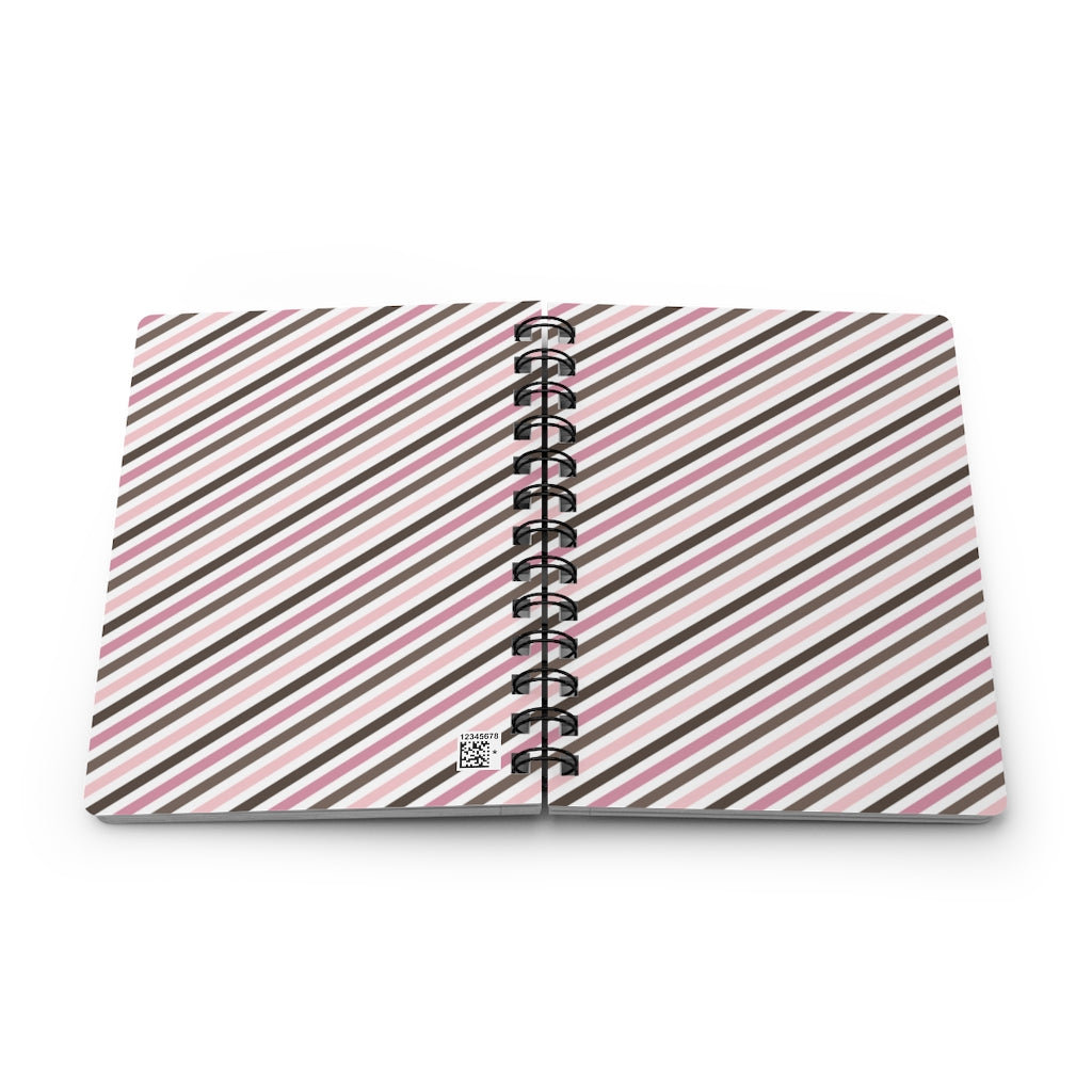 Chocolate Pink Diagonal Stripes Spiral Bound Journal