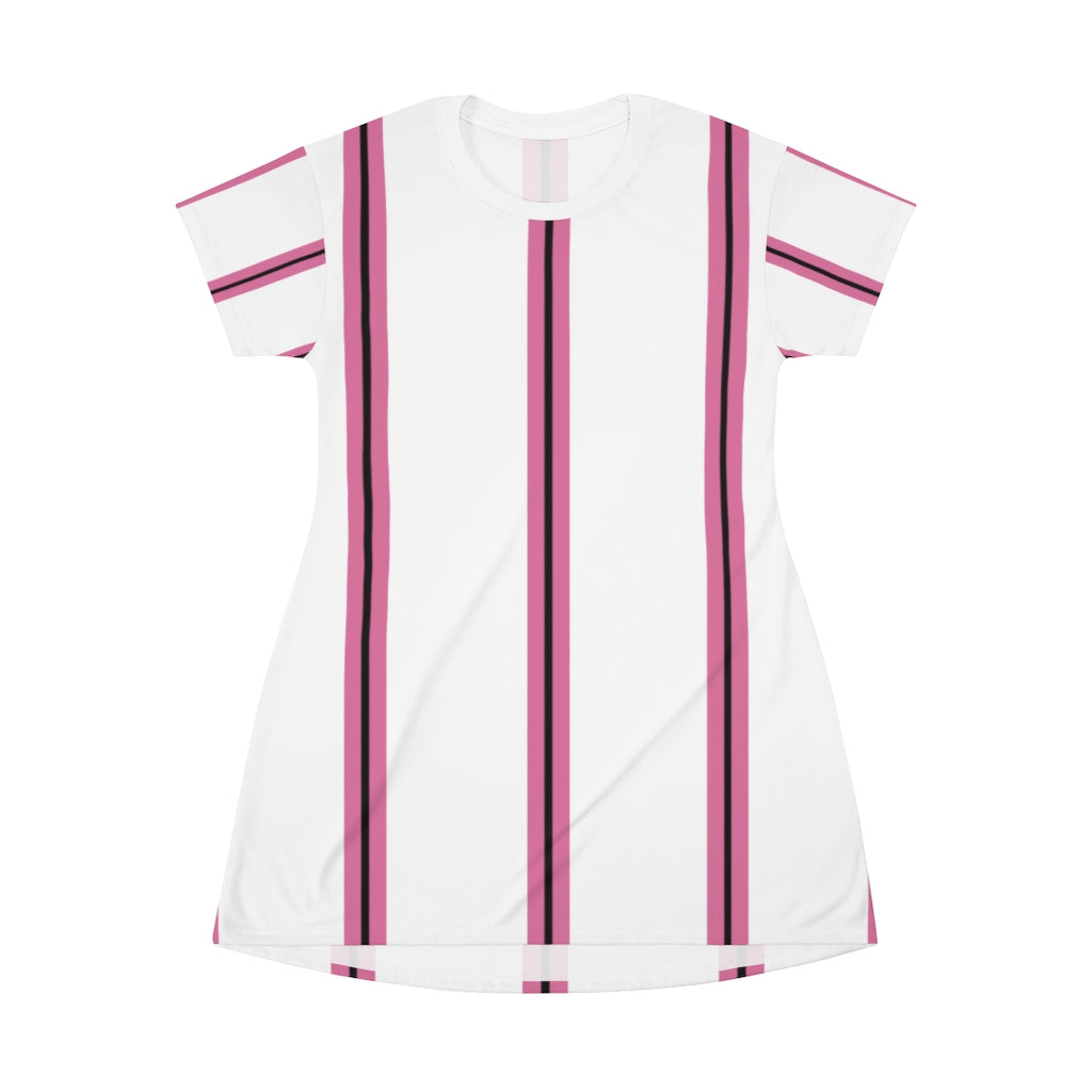 White SHP Stripes T-shirt Dress