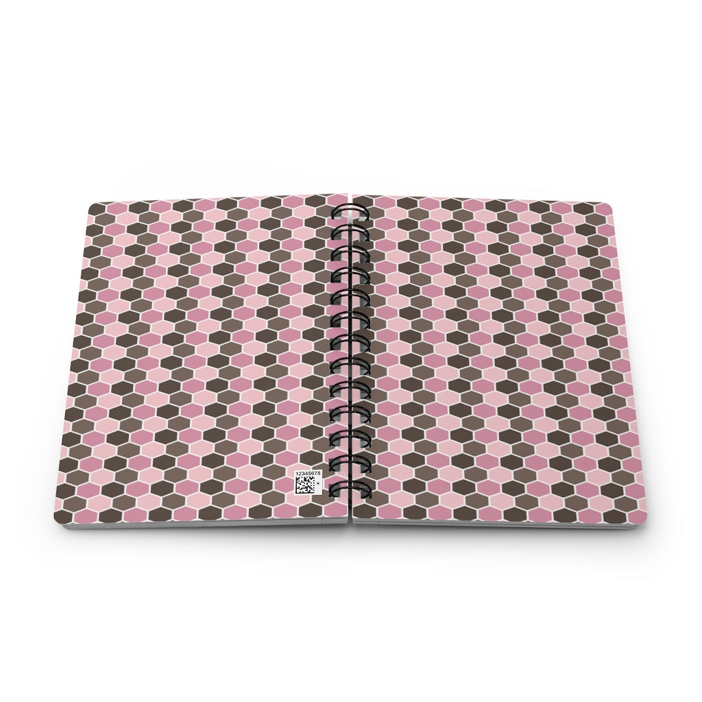 Chocolate Pink Hexagons Spiral Bound Journal