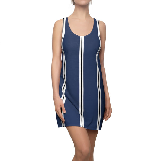 True Navy BW Stripes Racerback Dress