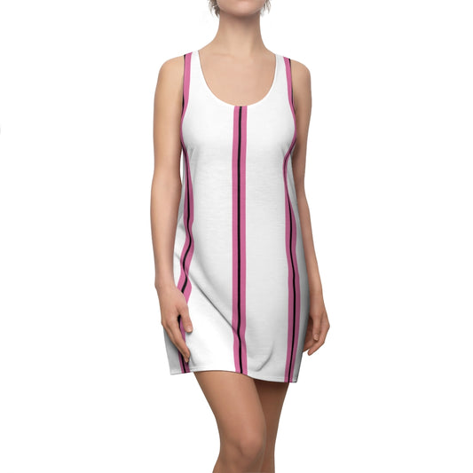 White SHP Stripes Racerback Dress