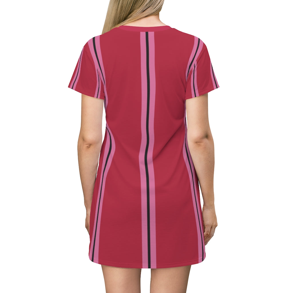 Solid Red SHP Stripes T-shirt Dress