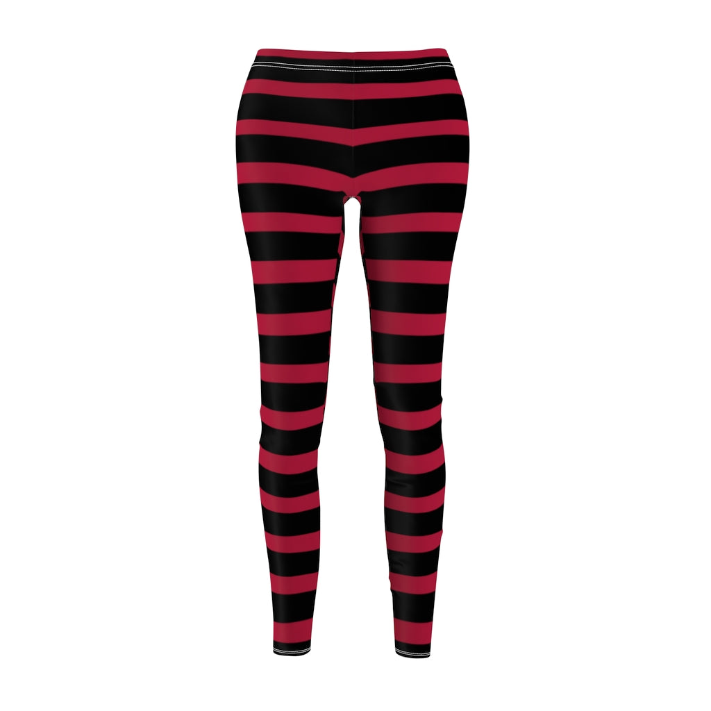Solid Red BLH Stripes Casual Leggings