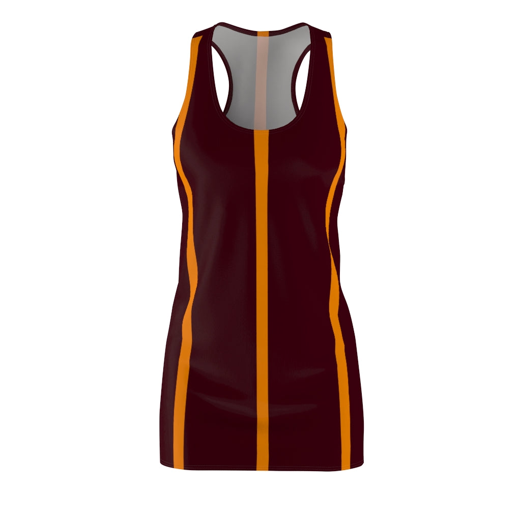 Chocolate Brown Tangerine Stripes Racerback Dress