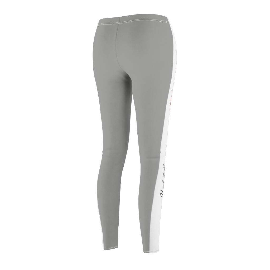 Unapologetically Awesome Heather Grey White Stripe Casual Leggings