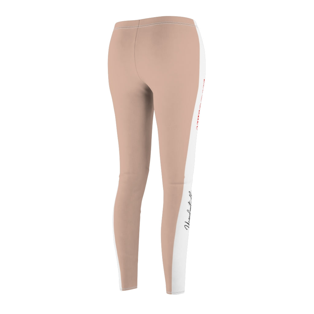 Unapologetically Awesome Pale Pink White Stripe Casual Leggings