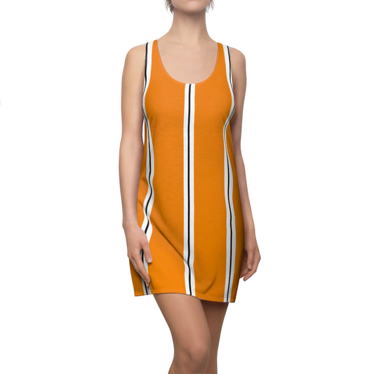 Tangerine BW Stripes Racerback Dress