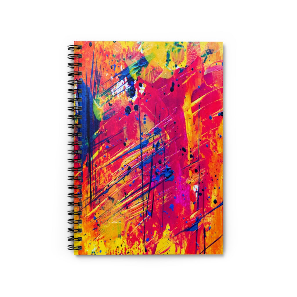 Pink Yellow Blue Paint Art Spiral Ruled Line Notebook
