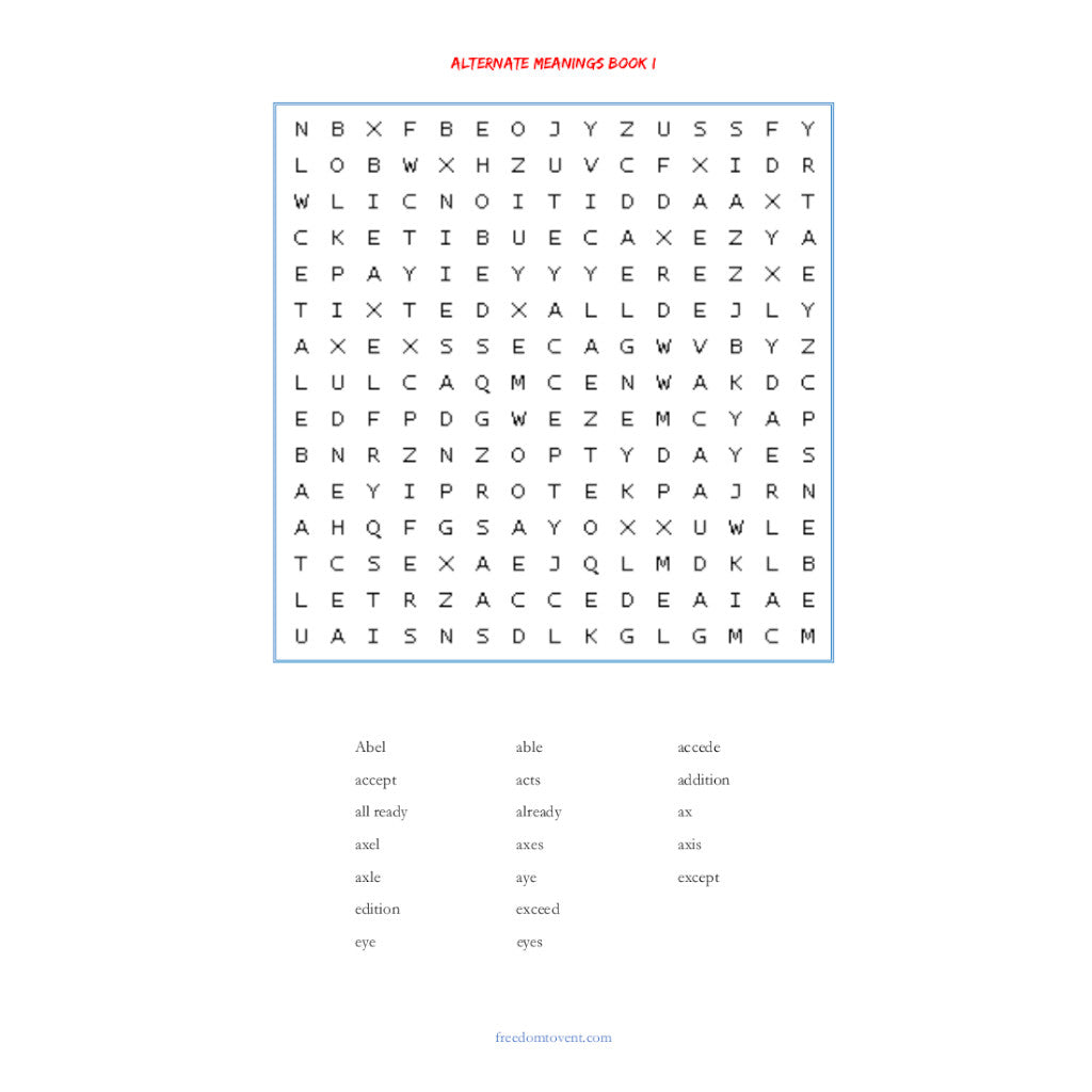 Alternate Meanings Book I Word Search Page 4