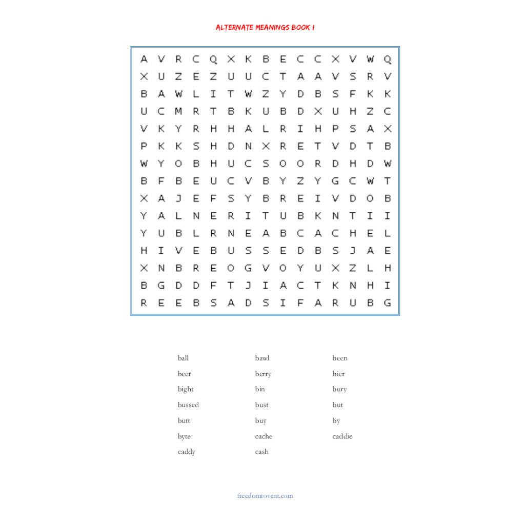 Alternate Meanings Book I Word Search Page 5