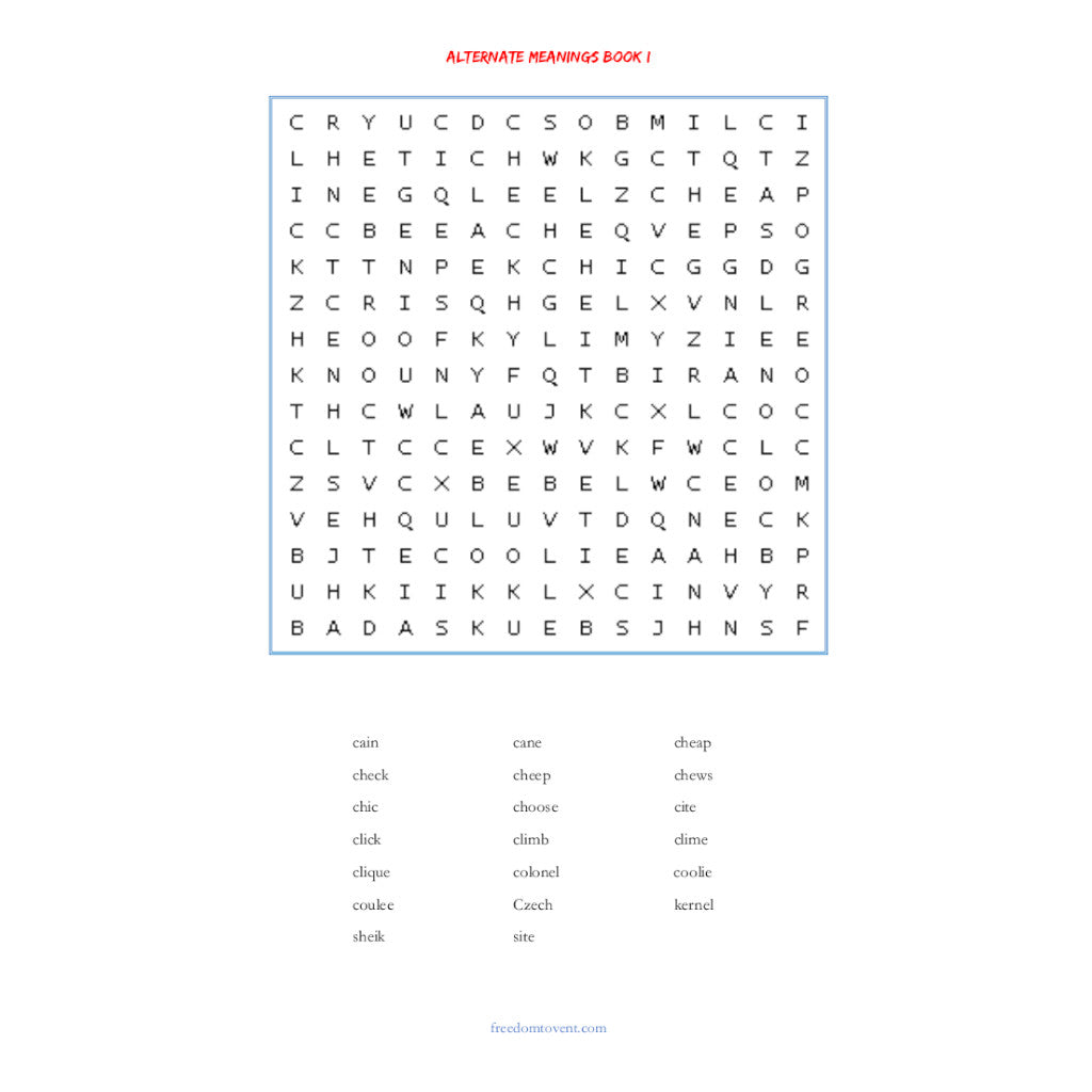 Alternate Meanings Book I Word Search Page 6