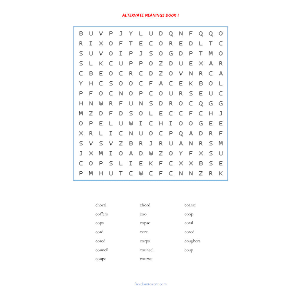 Alternate Meanings Book I Word Search Page 7