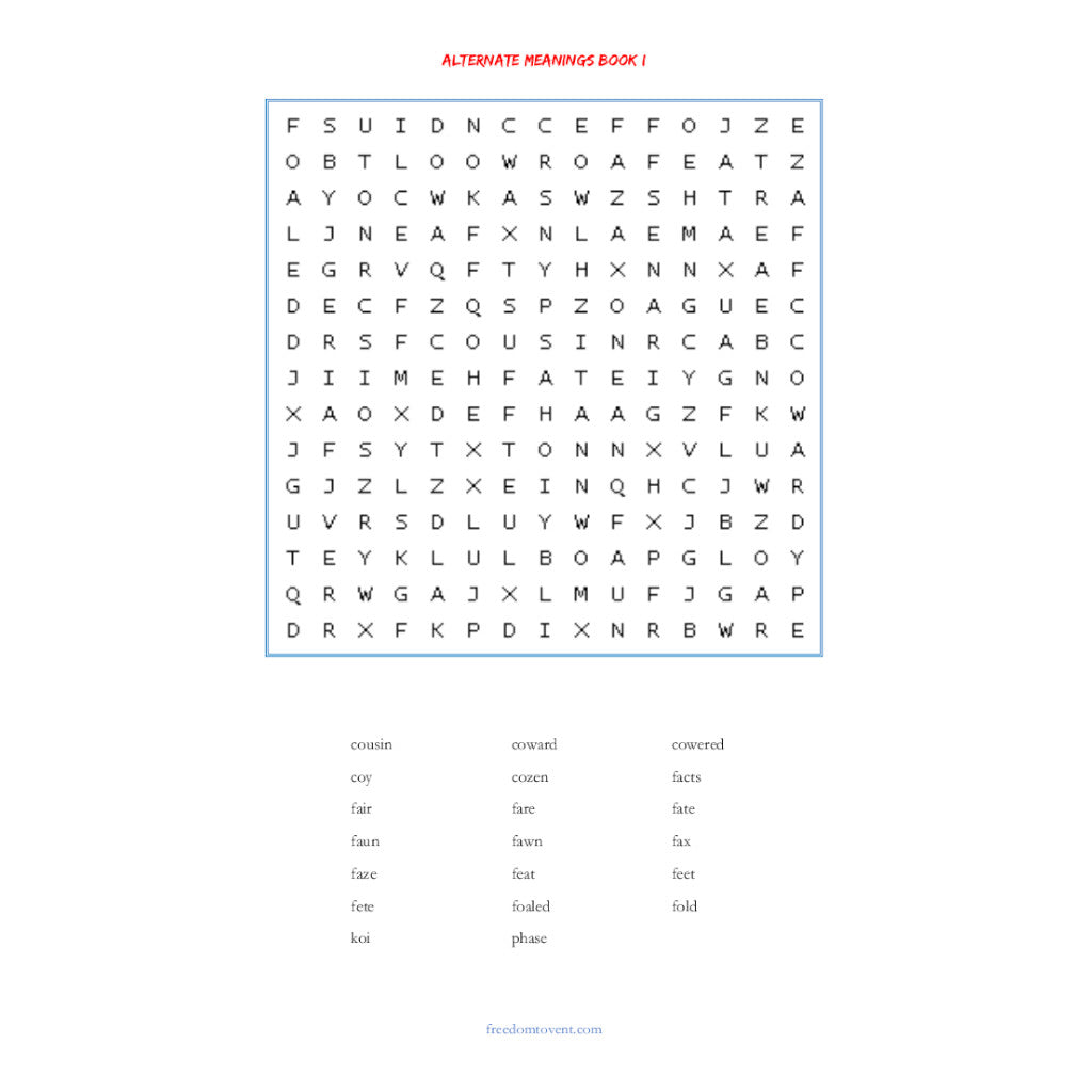 Alternate Meanings Book I Word Search Page 8