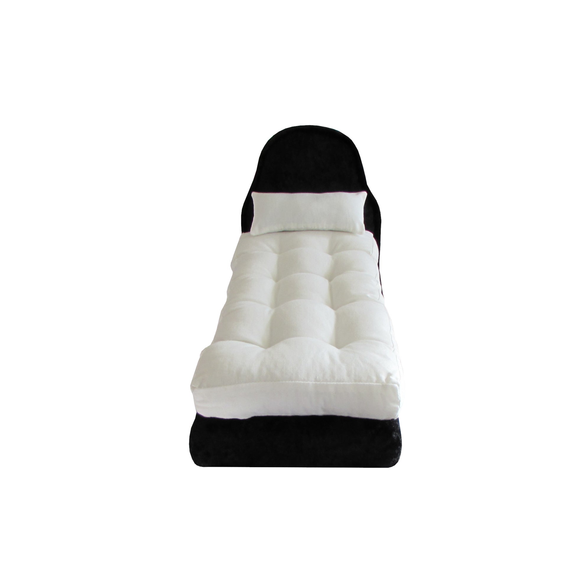 Black Crushed Velvet Doll Bed, Pillow, and Mattress for 11.5-inch and 12-inch dolls Second view