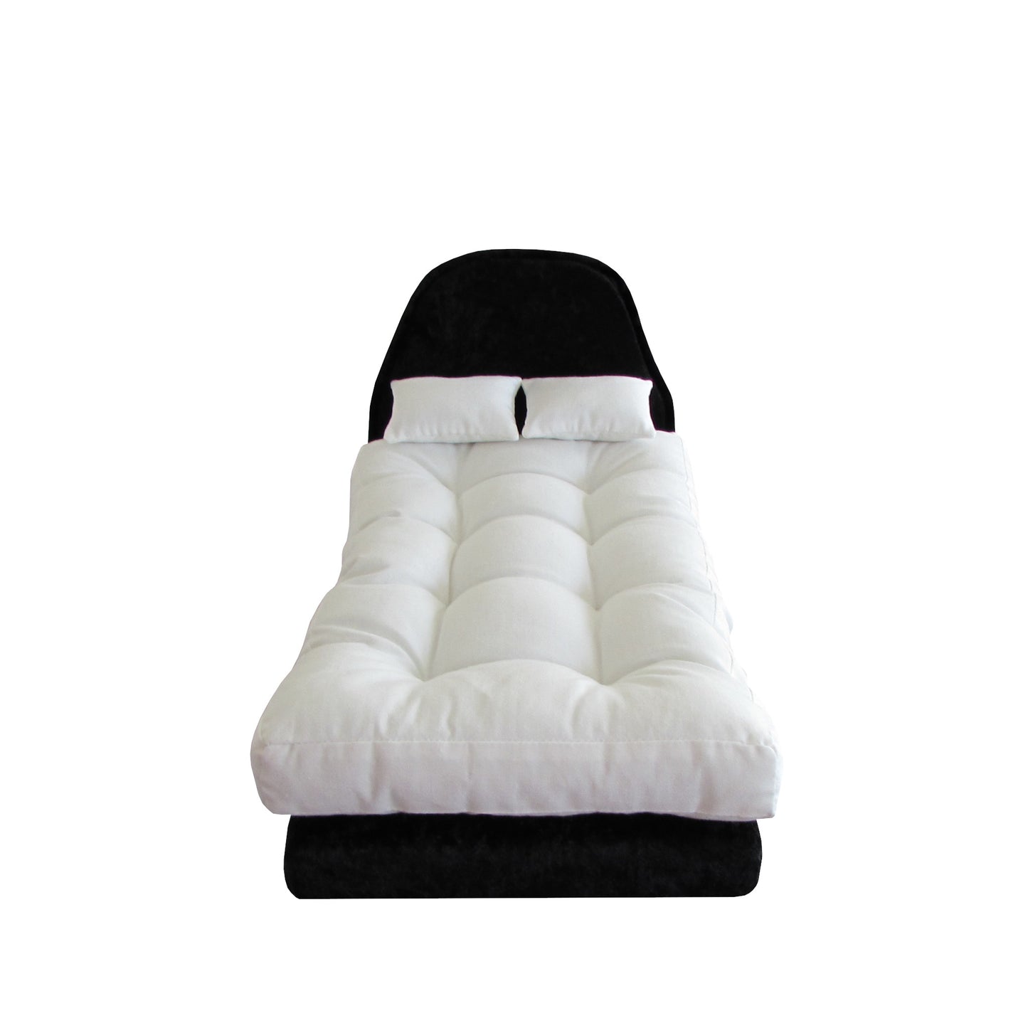 Black Crushed Velvet Double Doll Bed, Pillows, and Mattress for 11.5-inch and 12-inch dolls Second view