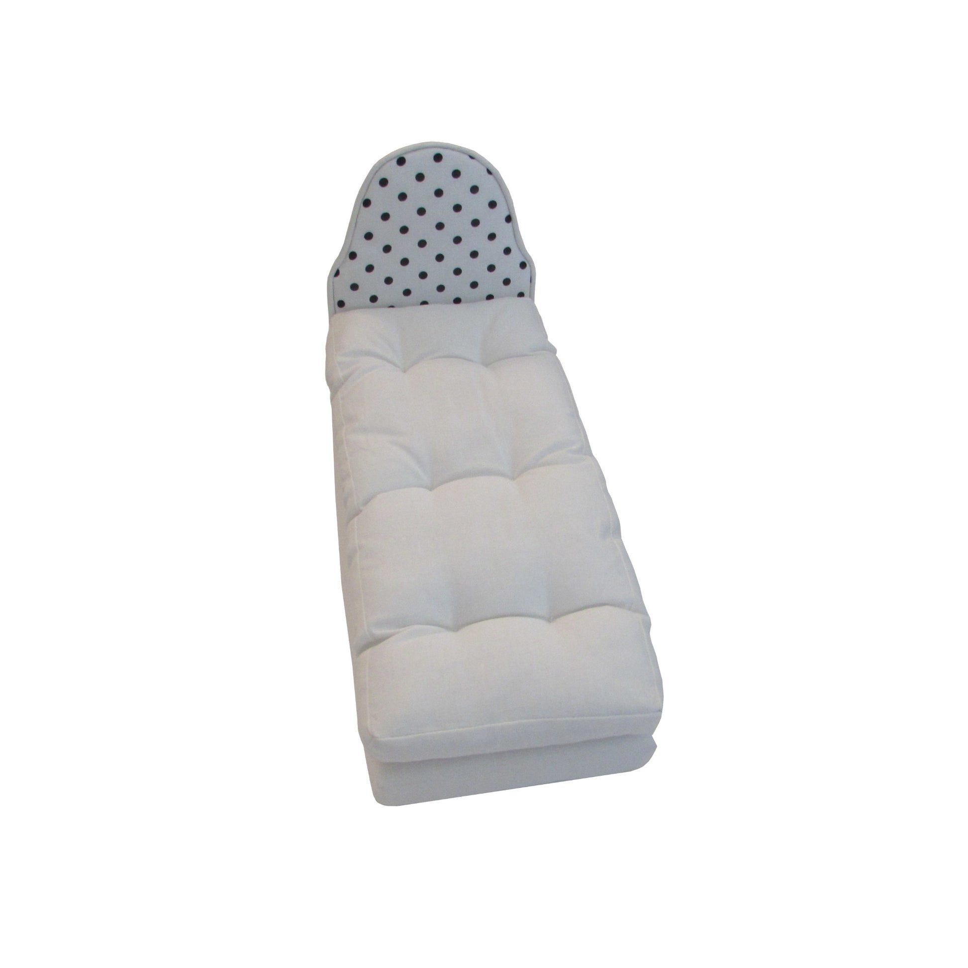 Black Dots on White Headboard Doll Bed and Mattress for 11.5-inch an d 12-inch dolls Second view