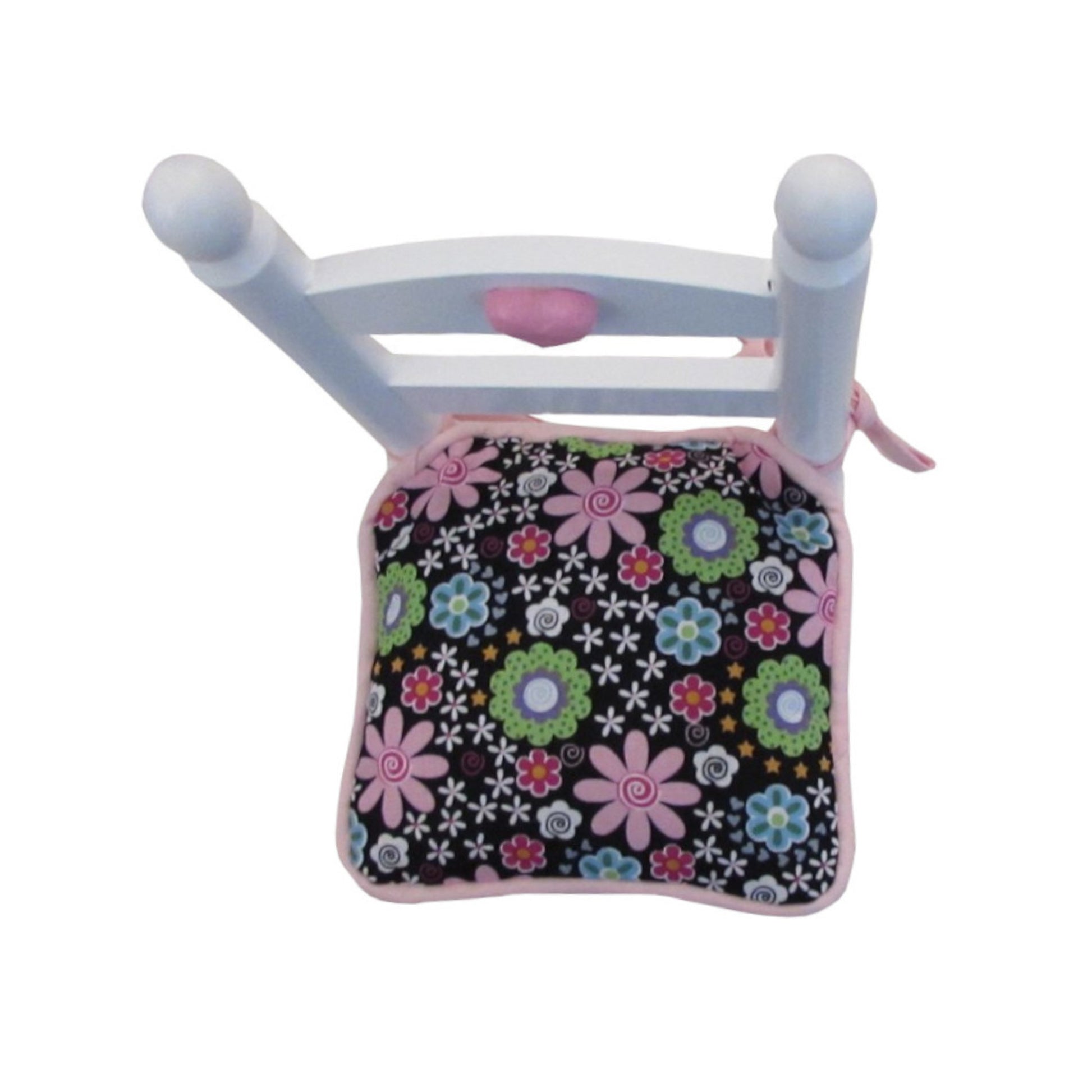 Black Floral Doll Chair Cushion for 18-inch dolls Second view