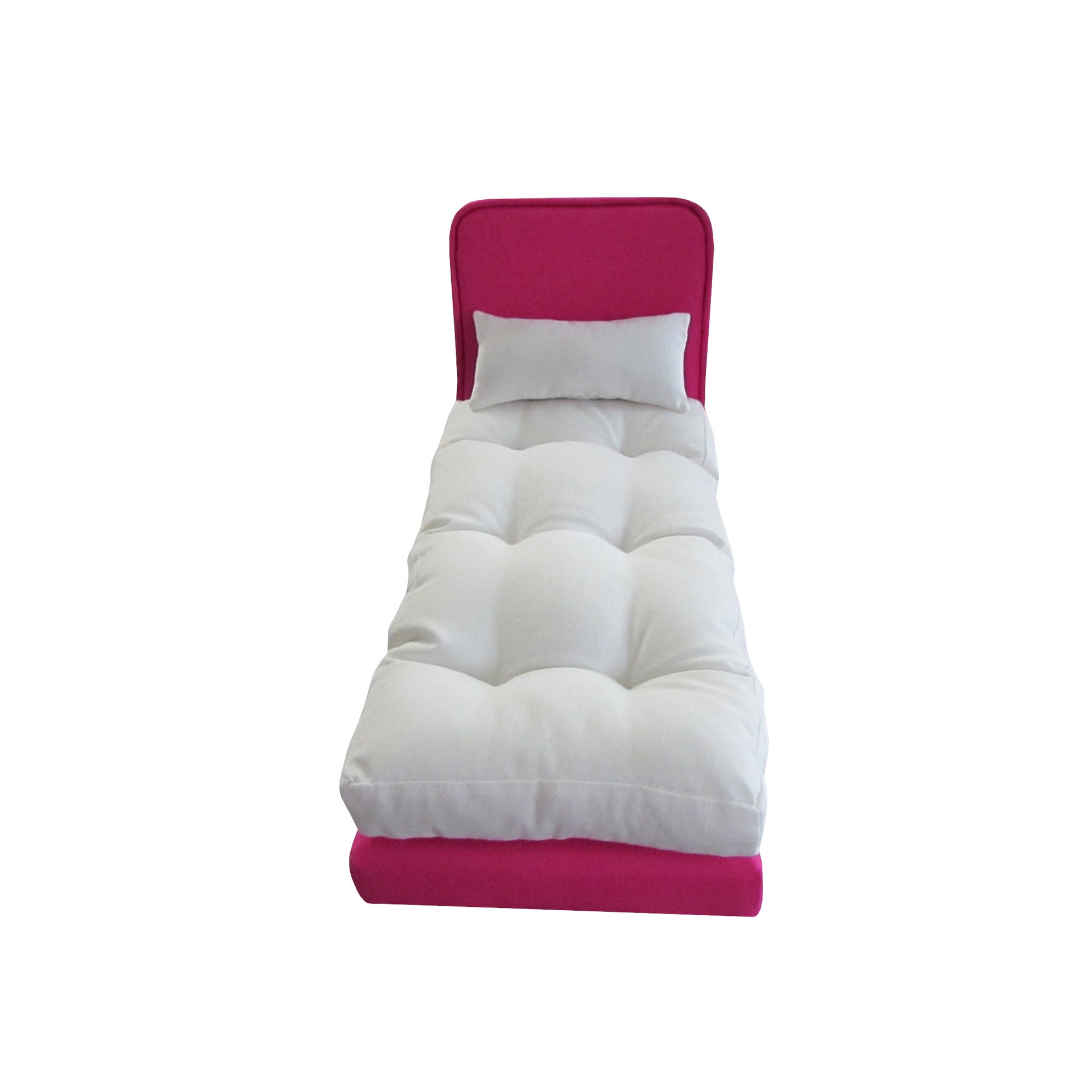 Bright Pink Doll Bed and Doll Mattress for 11.5-inch and 12-inch dolls Second view
