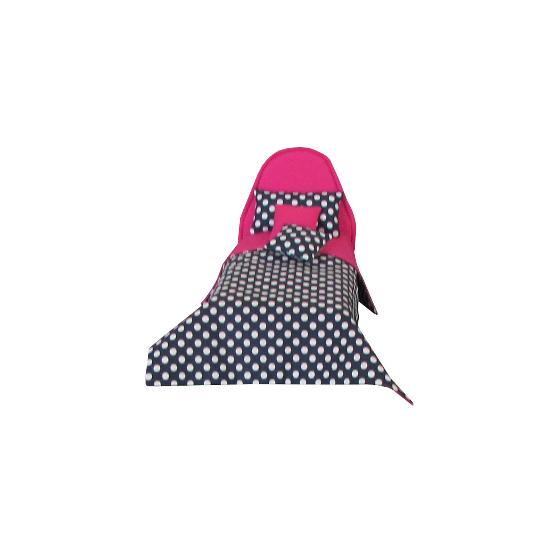 Bright Pink Doll Bed and Dots Dark Blue Doll Bedding for 6.5-inch dolls Second view
