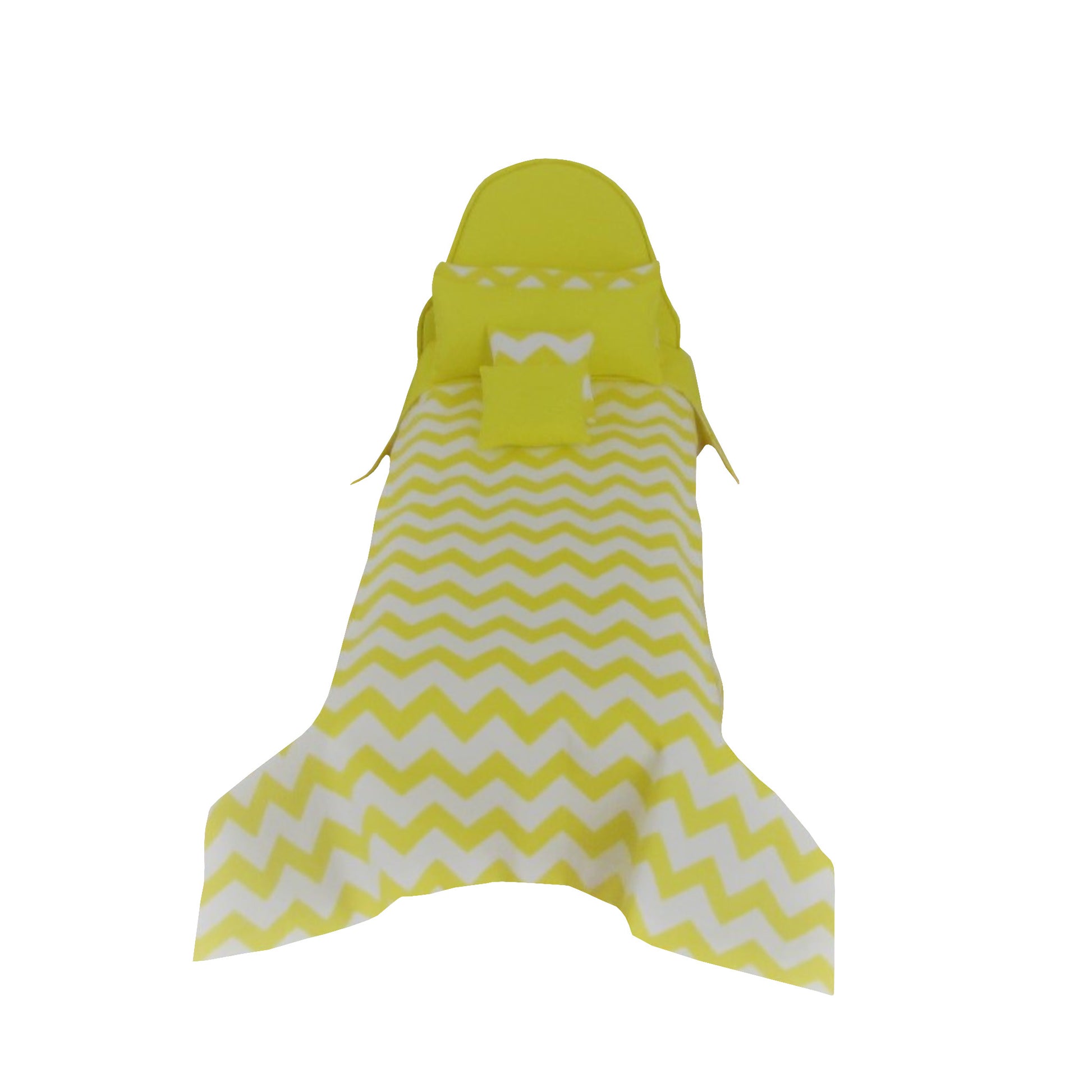 Bright Yellow Doll Bed Chevron Bedding for 11.5-inch and 12-inch dolls