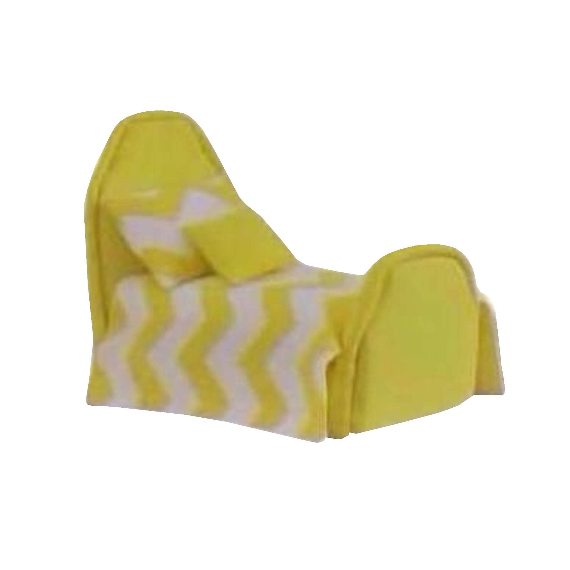 Bright Yellow Upholstered Doll Bed with Chevron Bedspread for 3-inch dolls