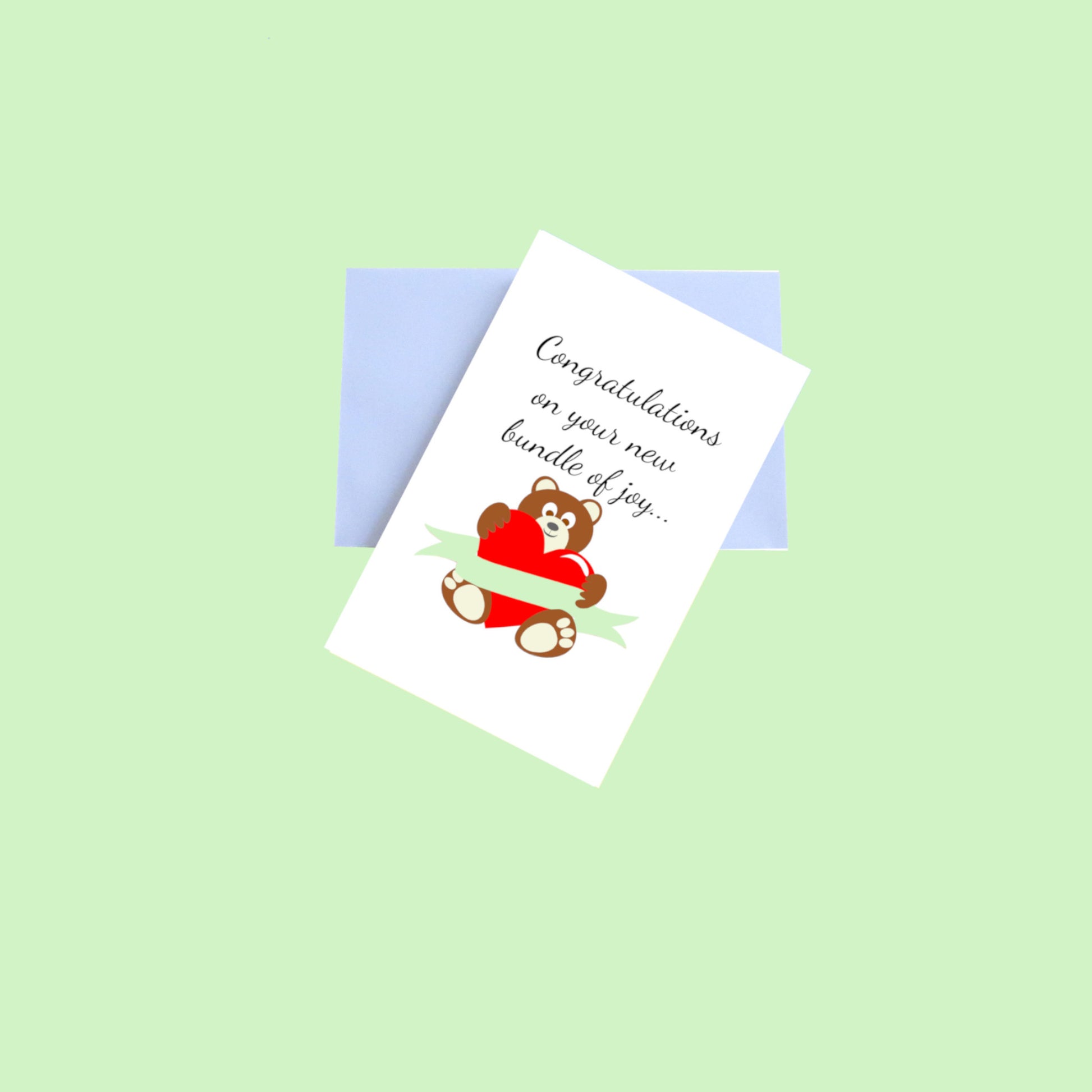 Congratulations on new 5.5x8.5 Greeting Card and Envelope - Green
