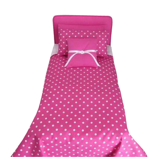 Dots Pink Doll Bedding for 18-inch dolls