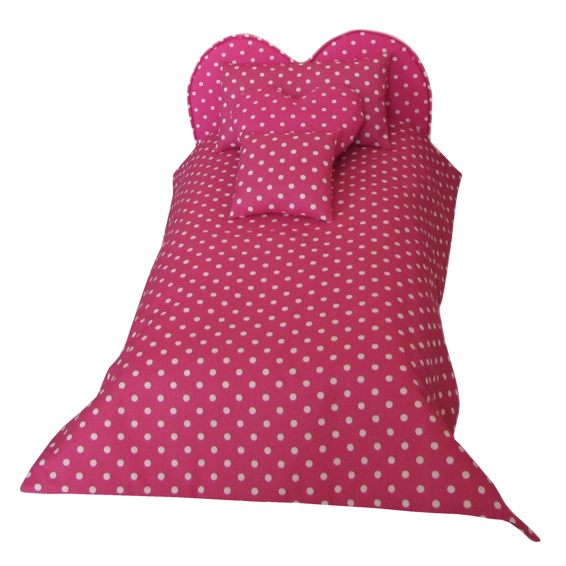 Dots Pink Heart Doll Bed and Doll Bedding for 18-inch dolls Second view