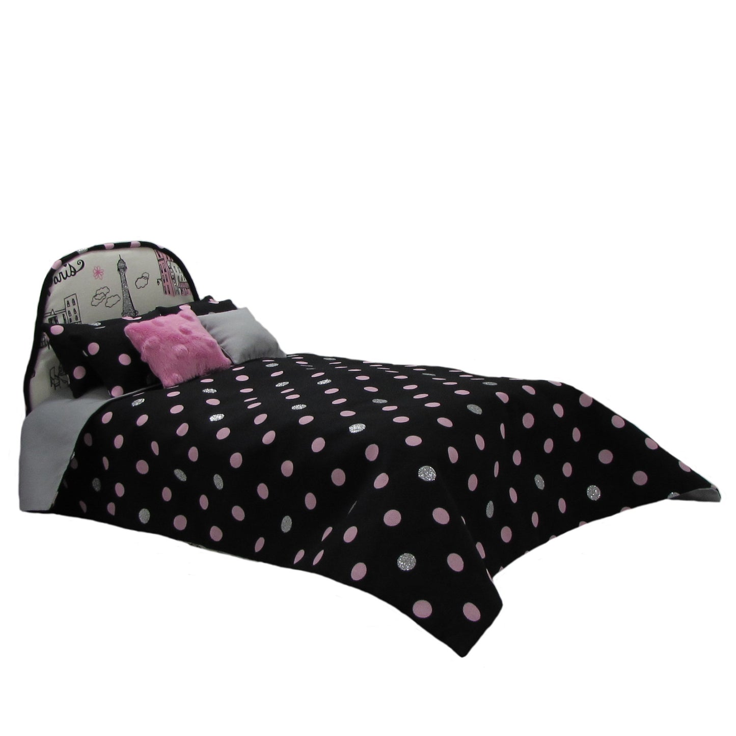 Double Paris Doll Bed and Doll Bedding for 11.5-inch and 12-inch dolls