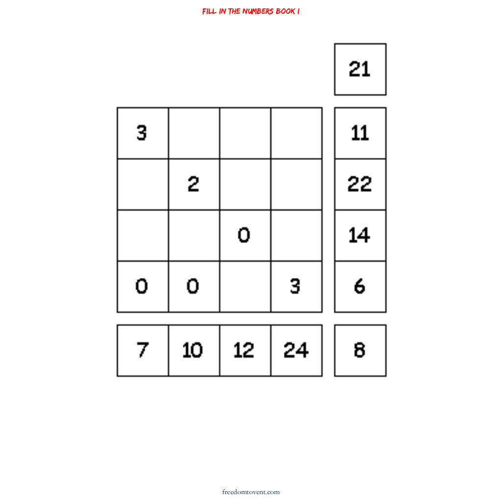 Fill in the Numbers Book I Puzzle
