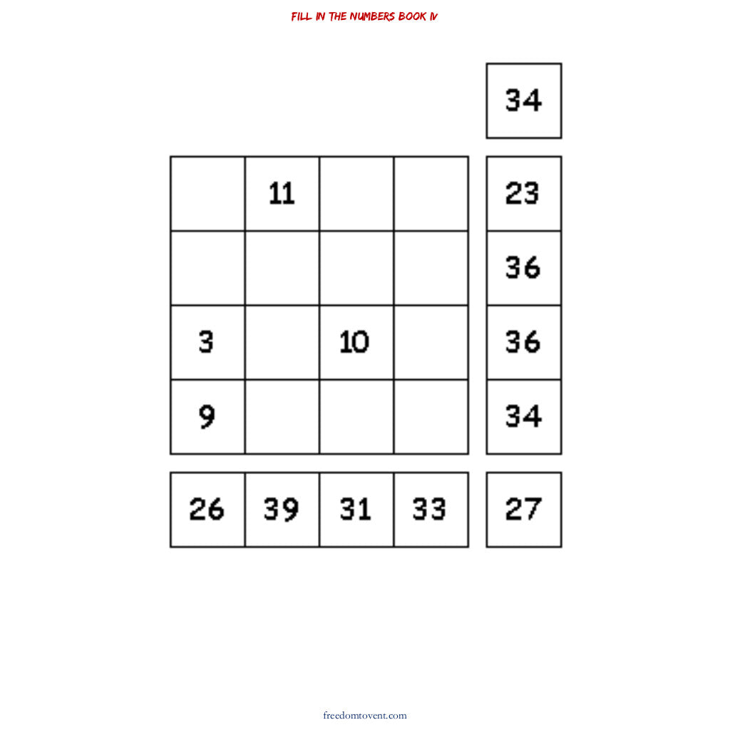 Fill in the Numbers Puzzle