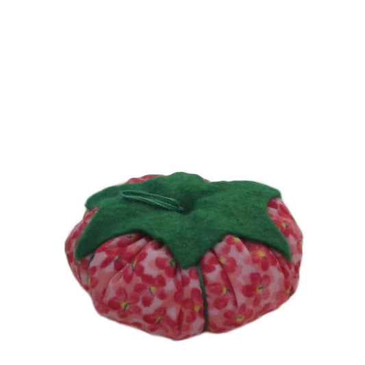 Green Top Pink Floral Print Tomato Pincushion