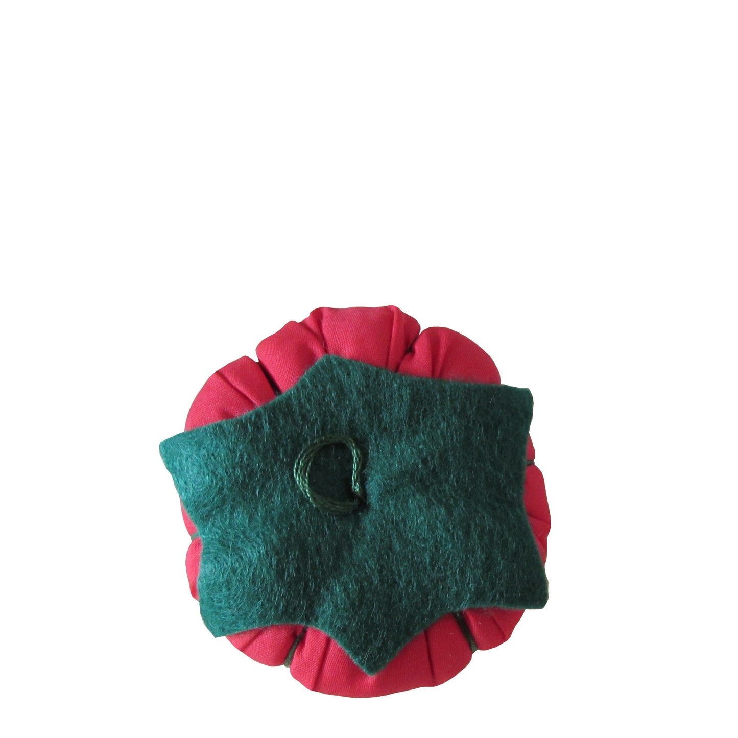 Green Top Red Tomato Pincushion top view