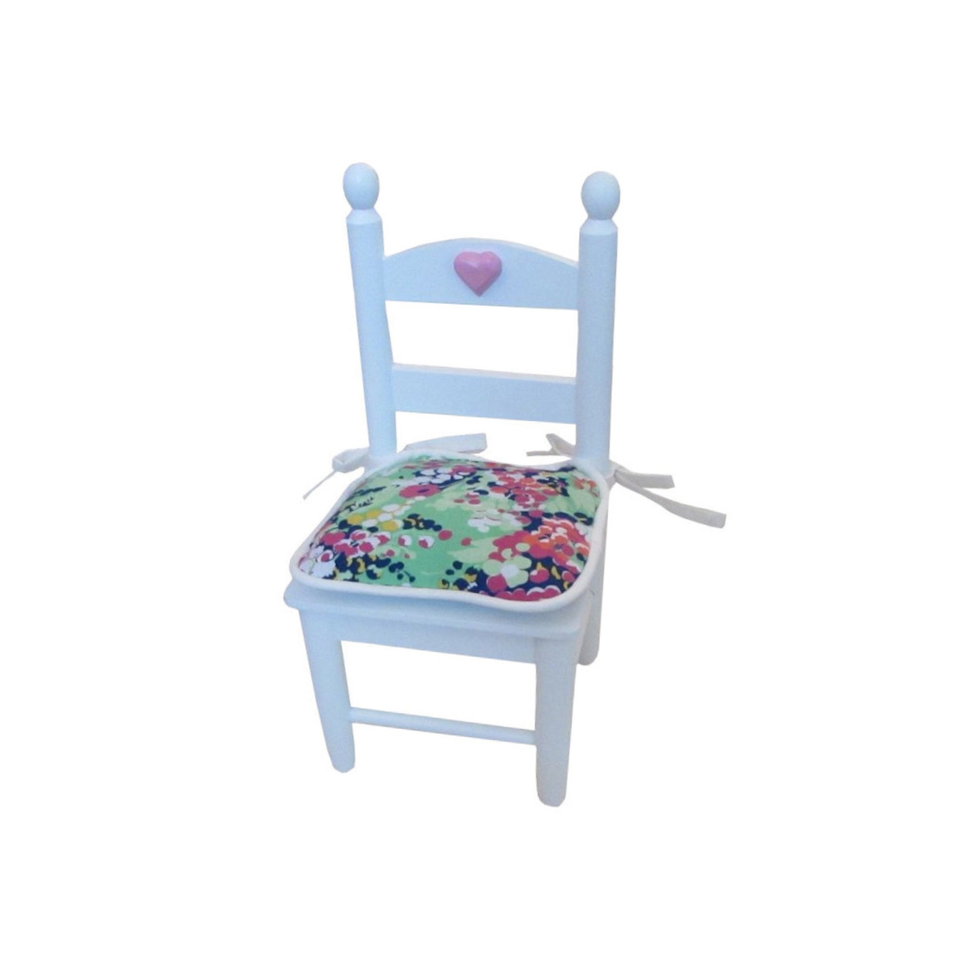 Green, Pink, and Blue Floral Doll Chair Cushion for 18-inch dolls