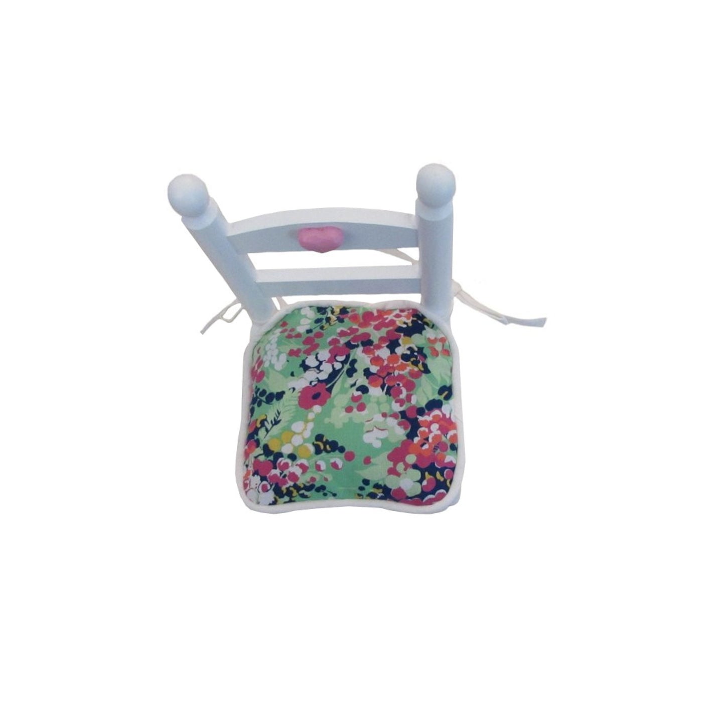 Green, Pink, and Floral Doll Chair Cushion for 18-inch dolls Second view