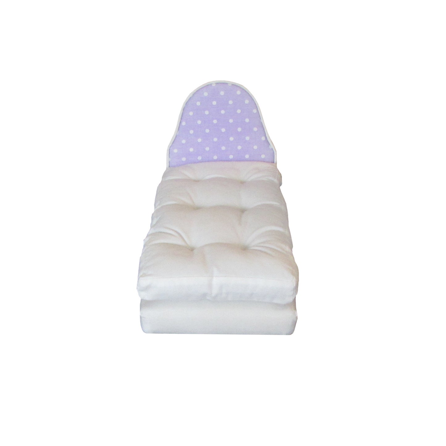 Lavender Dots Doll Headboard Doll Bed and Mattress for 11.5-inch and 12-inch dolls Second view