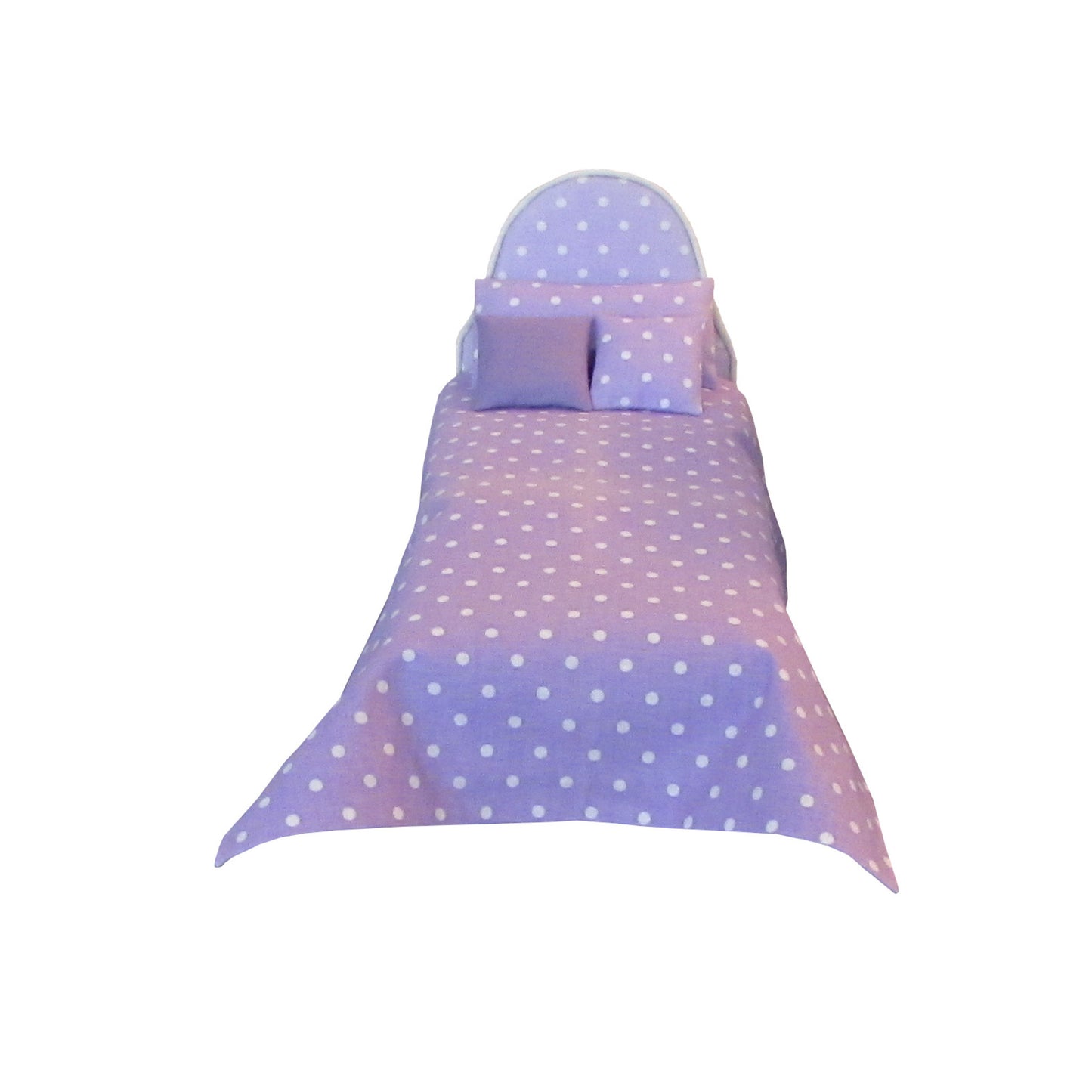 Lavender Dots Doll Headboard and Doll Bedding for 11.5-inch and 12-inch dolls Second view