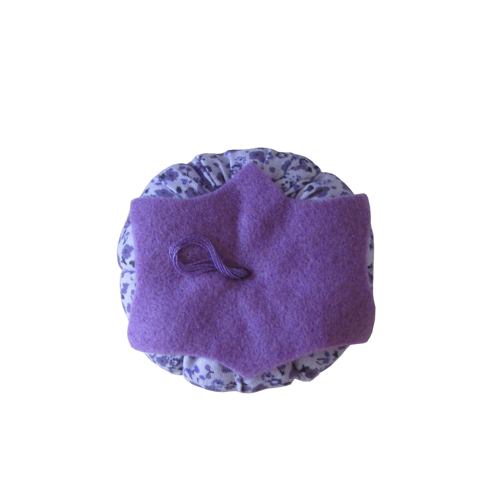 Lavender Top Purple and Lavender Floral Print Tomato Pincushion top view
