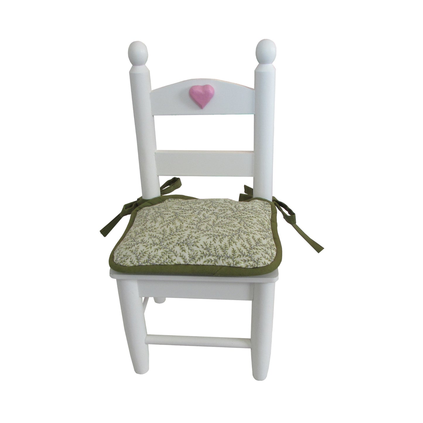 Olive Green Leaves on Cream Print Doll Chair Cushion for 18-inch dolls