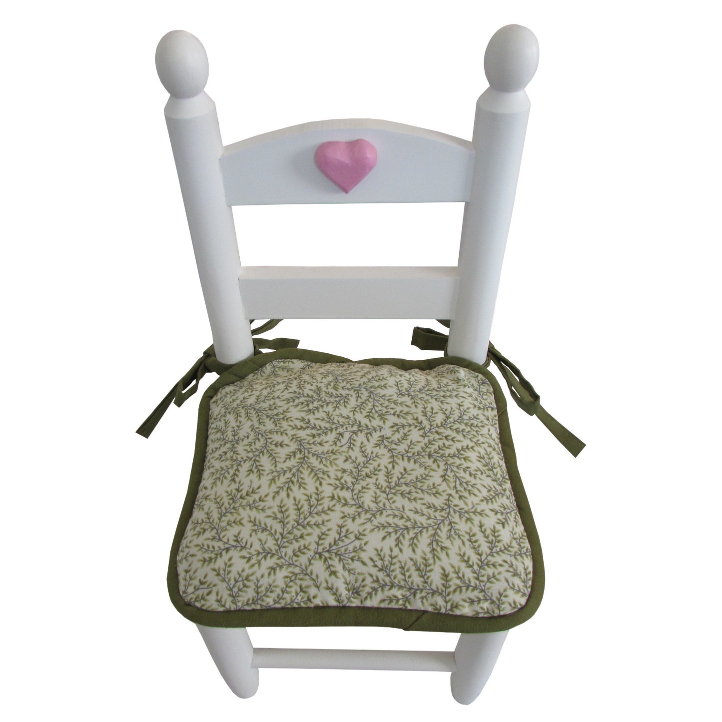 Olive Green Leaves on Cream Print Doll Chair Cushion for 18-inch dolls Second view