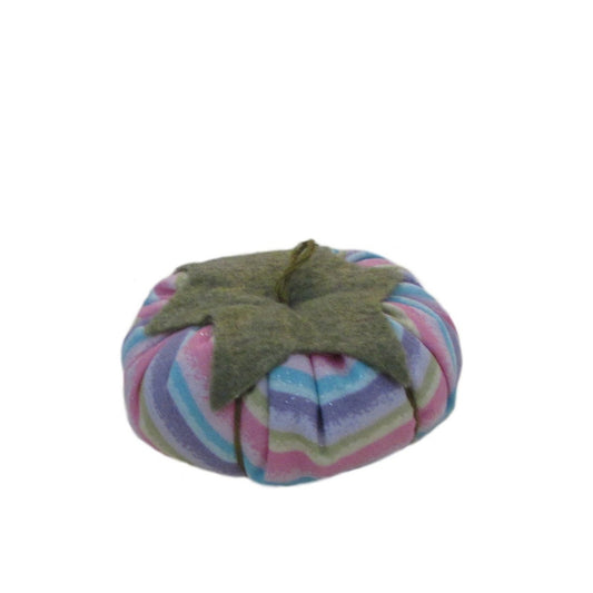 Olive Green Top Pastel Stripes Tomato Pincushion