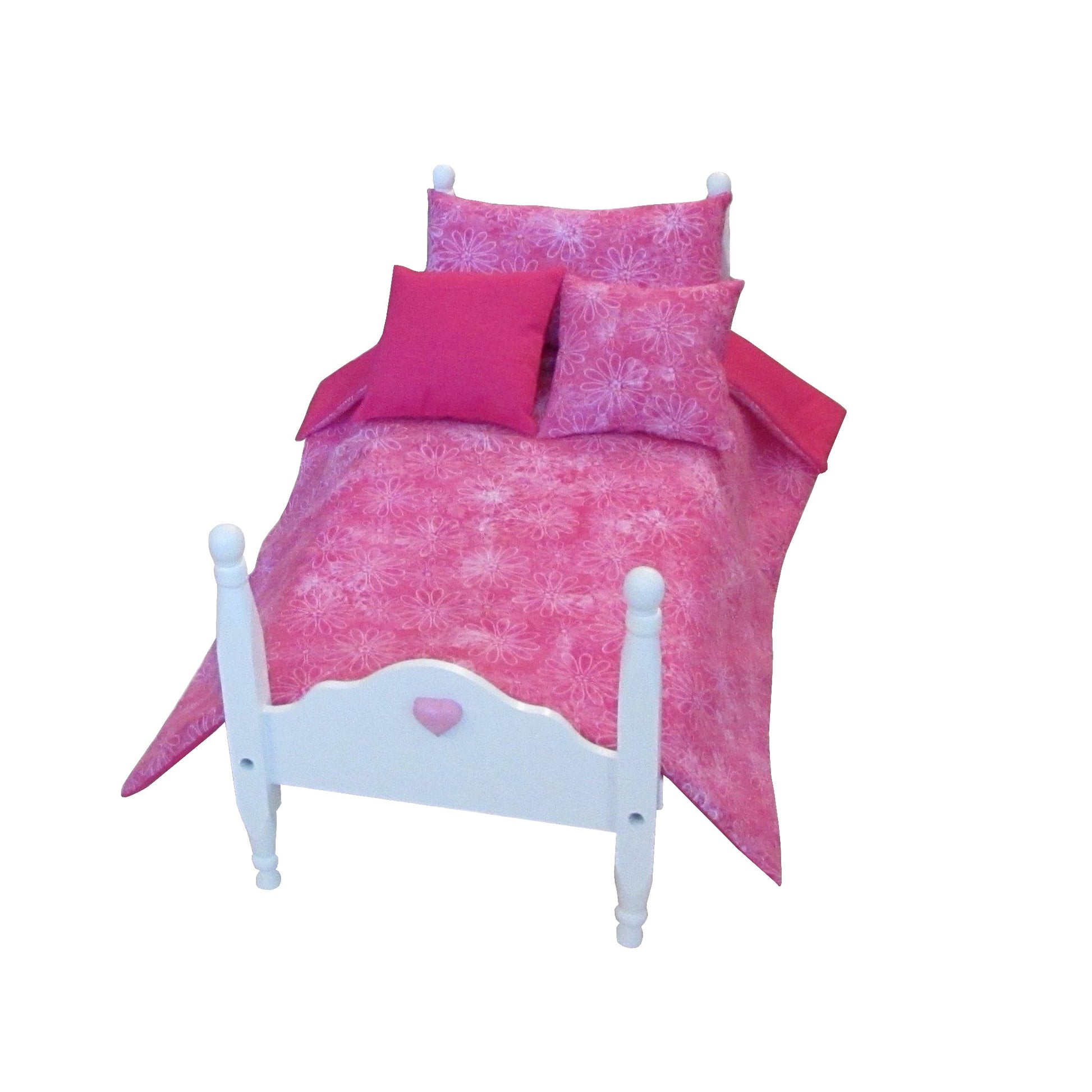 Pink Floral Doll Comforter Set for 18-inch dolls