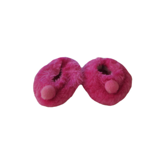 Pink Fuzzy Slippers with a Pom-pom for 18-inch Dolls