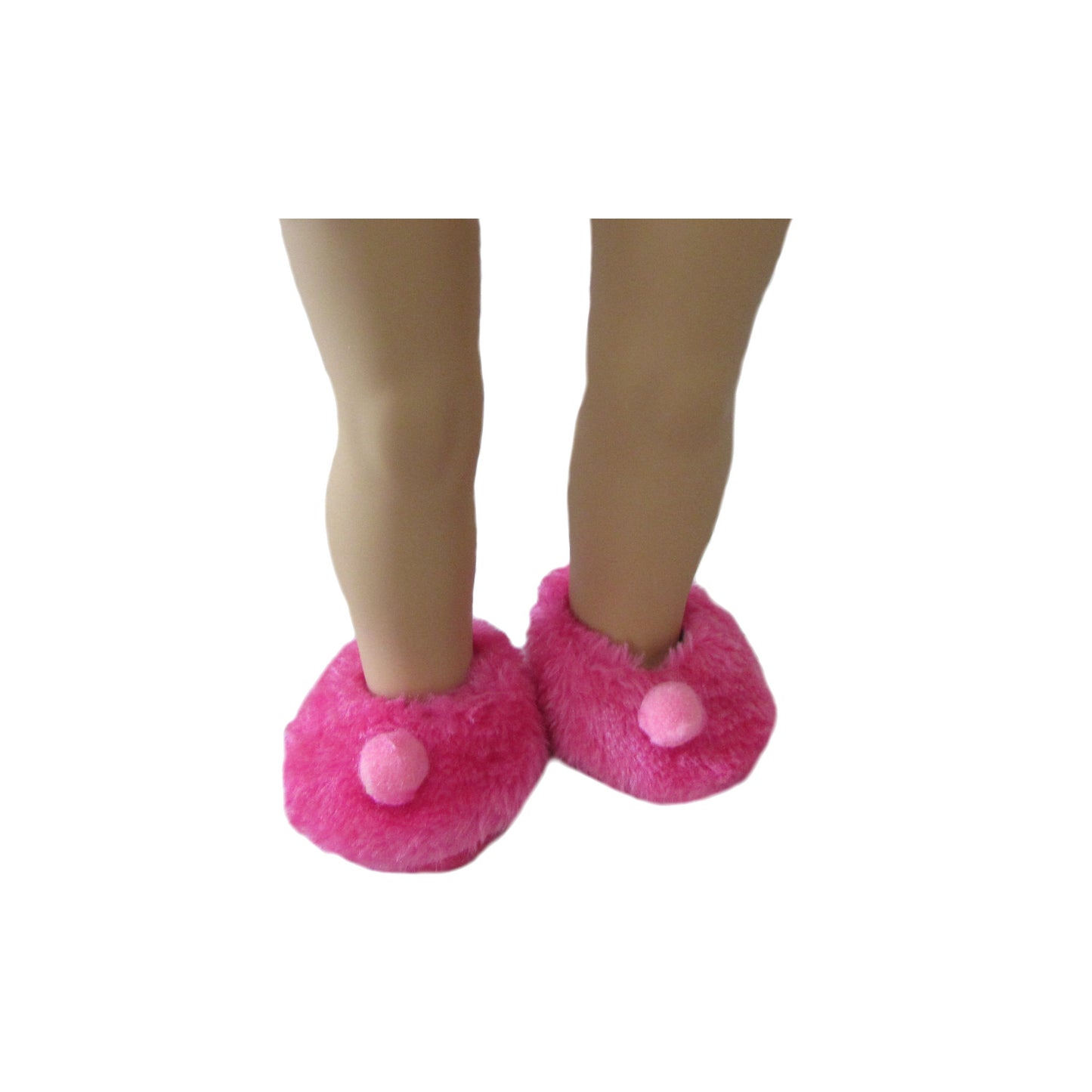 Pink Fuzzy Slippers with a Pom-pom for 18-inch Dolls
