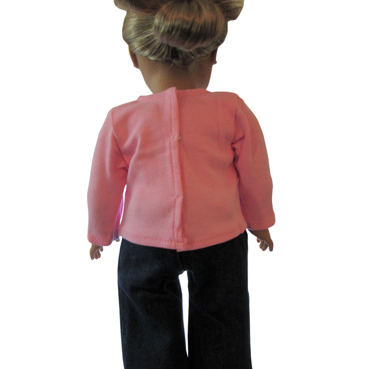 Pink Long Sleeve Top with Two Diagonal Ruffles for 18-inch dolls