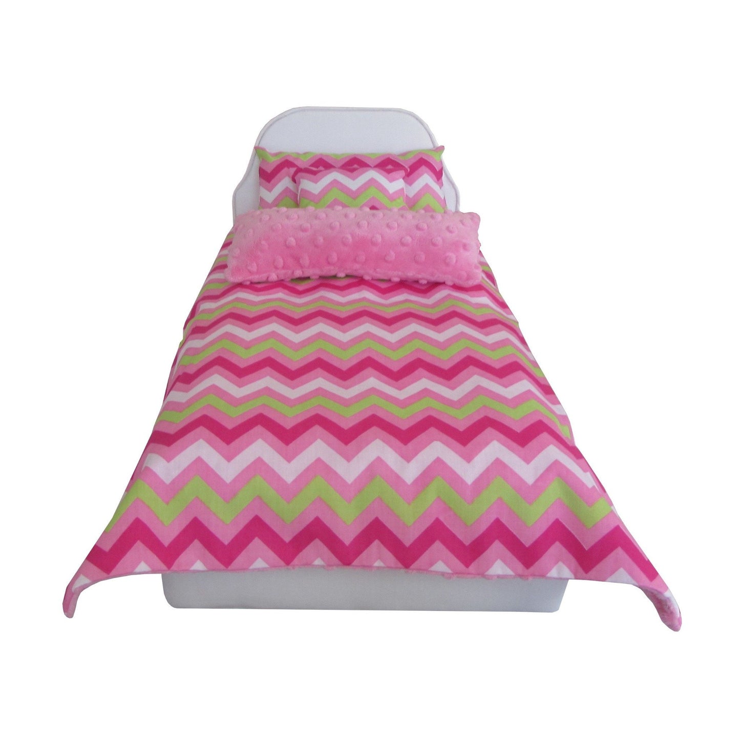 Pink Multi-color Chevron Doll Comforter for 18-inch dolls Second view