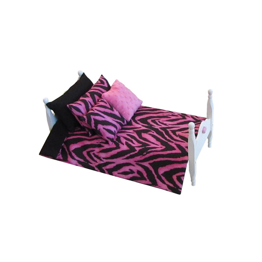 Pink Tiger Doll Comforter Set with Reversible Black for 18-inch dolls