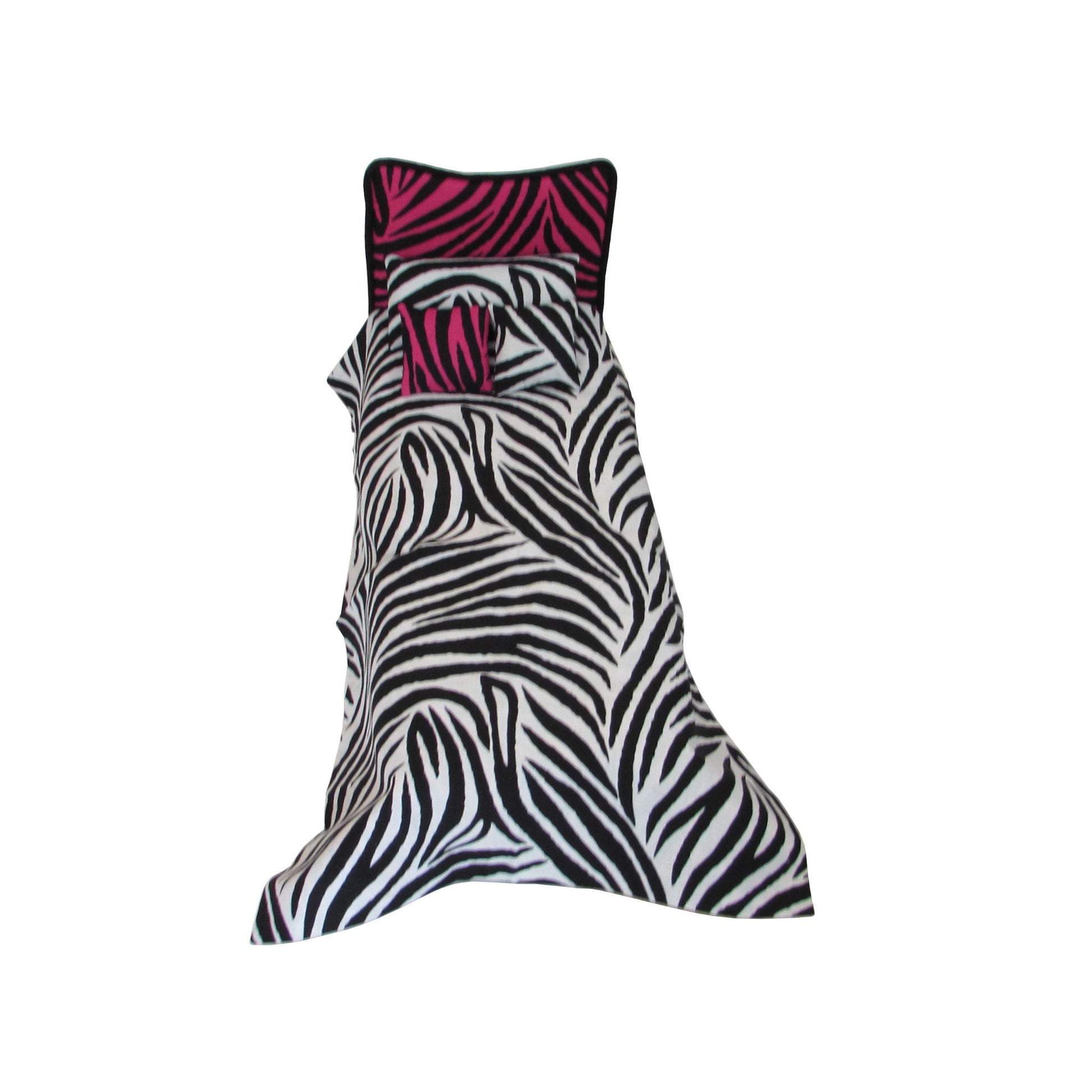 Pink Zebra Print Black Doll Bed and White Zebra Print Doll Bedding for 11.5-ubcg abd 12-inch dolls Second view