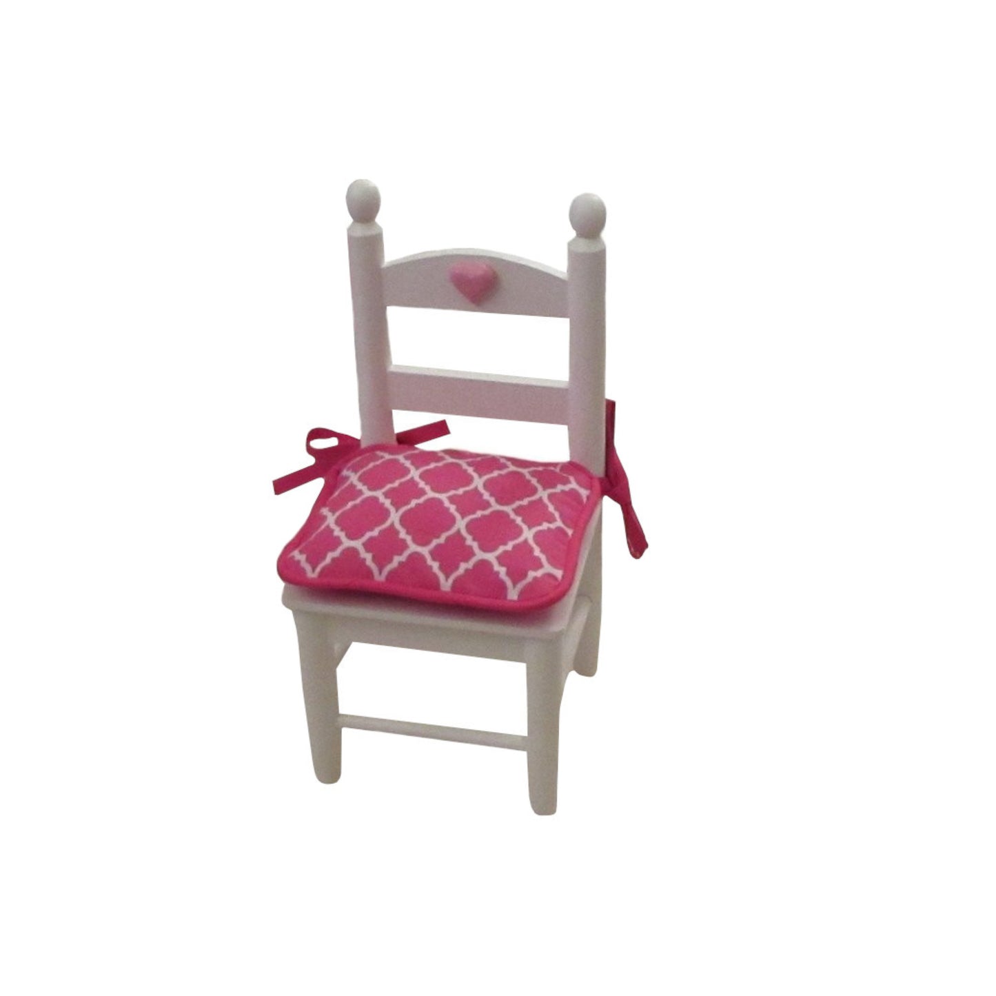 Pink and White Print Doll Chair Cushion for 18-inch dolls